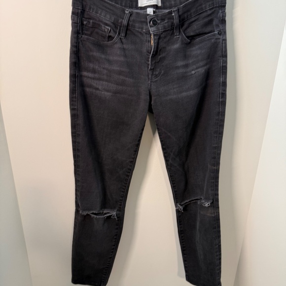 FRAME Denim “Le Skinny de Jeanne” Distressed Jeans – Washed Black (Size 27) - Picture 2 of 8
